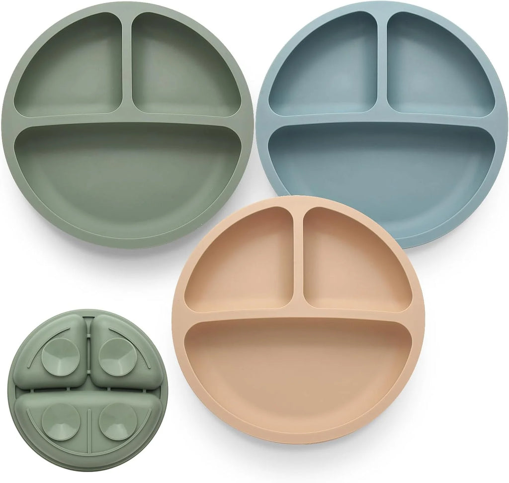 Divided Silicone Suction Plates – Set of 3