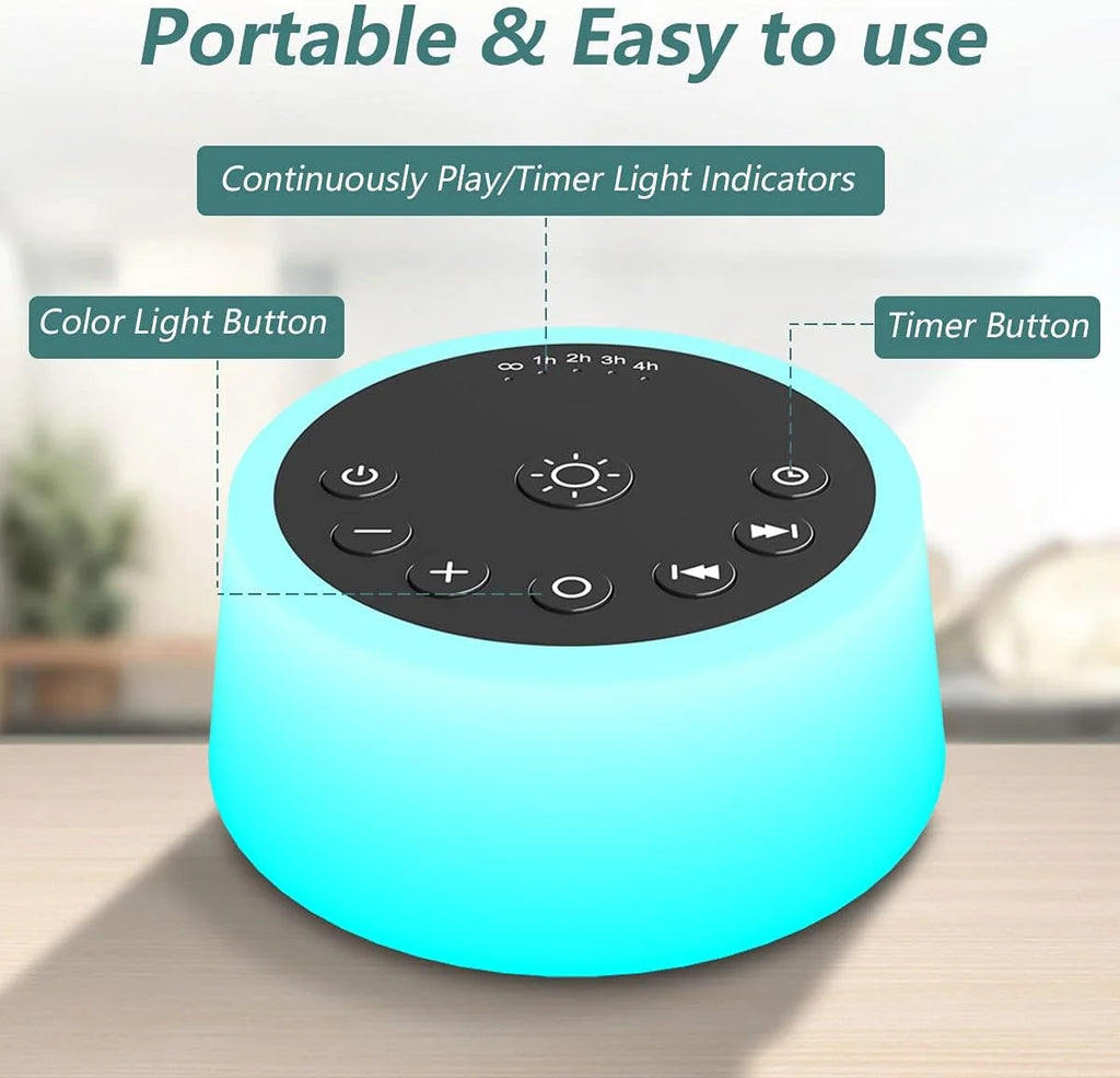 White Noise Sound Machine with Night Light and 25 Sounds