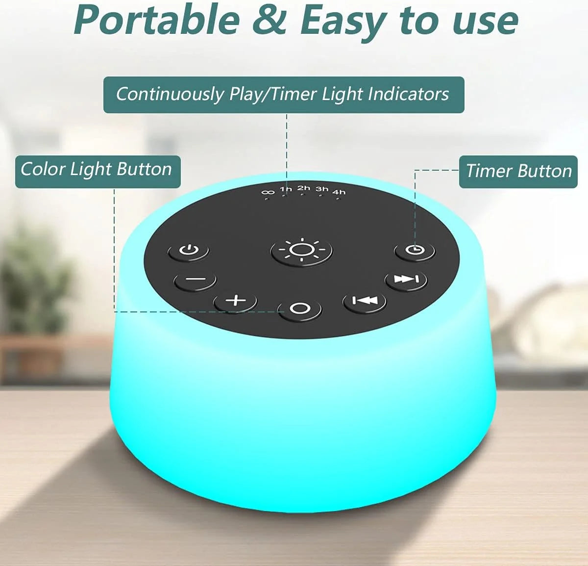 White Noise Sound Machine with Night Light and 25 Sounds