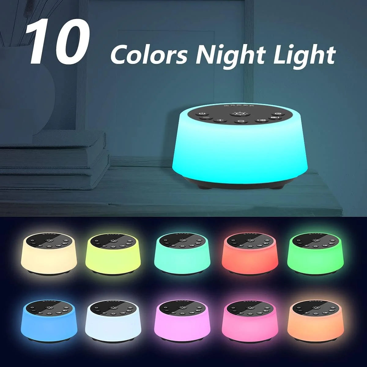 White Noise Sound Machine with Night Light and 25 Sounds