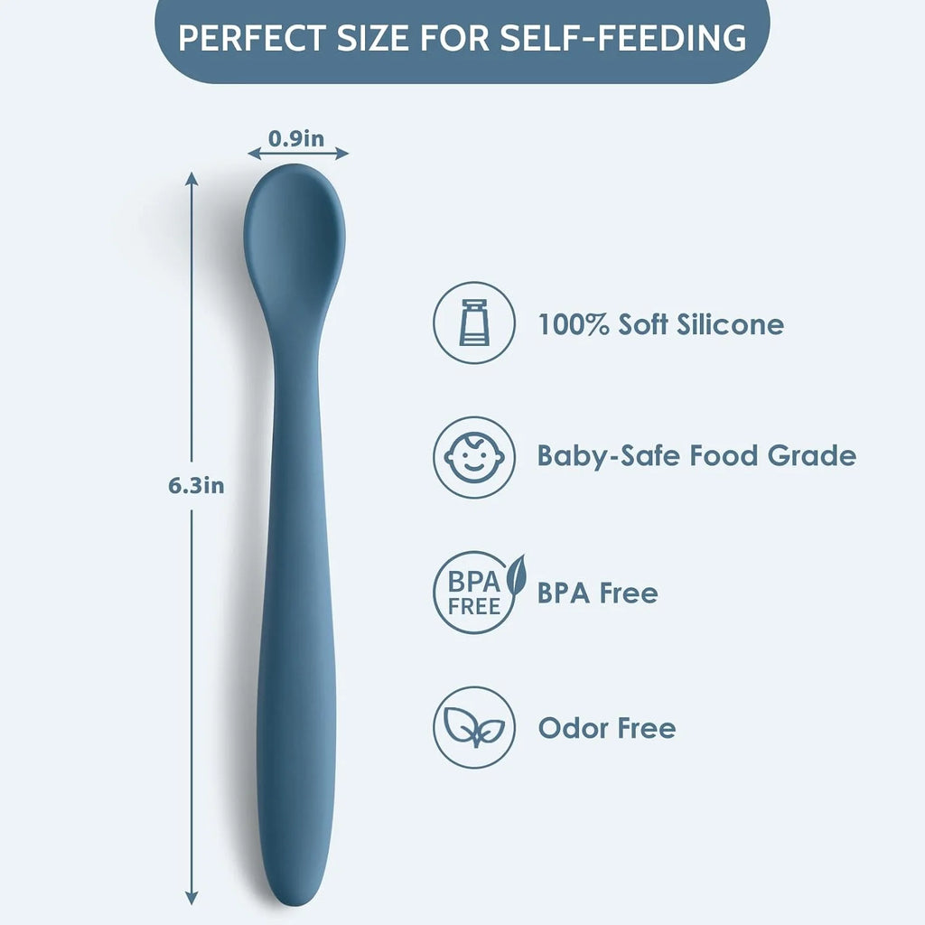 Soft-Tip Silicone Baby Feeding Spoons – Set of 6