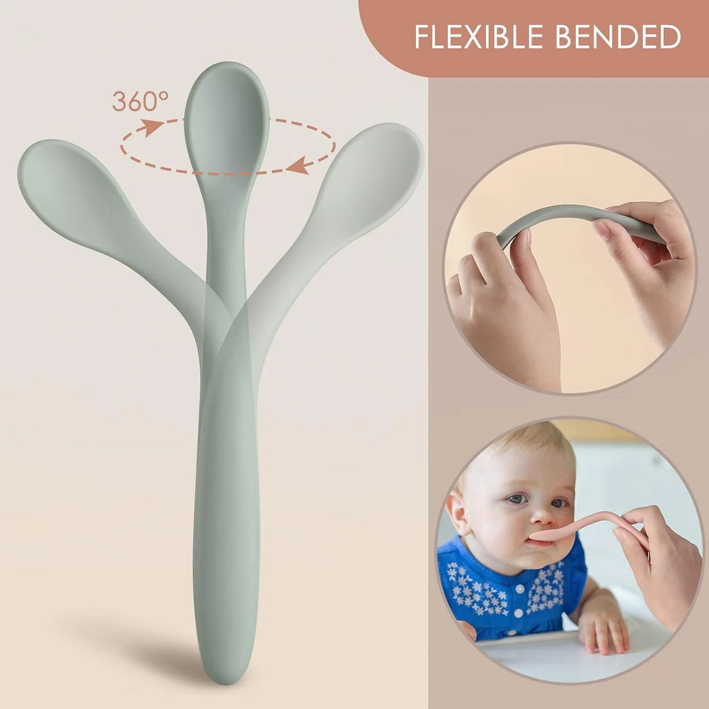 Soft-Tip Silicone Baby Feeding Spoons – Set of 6