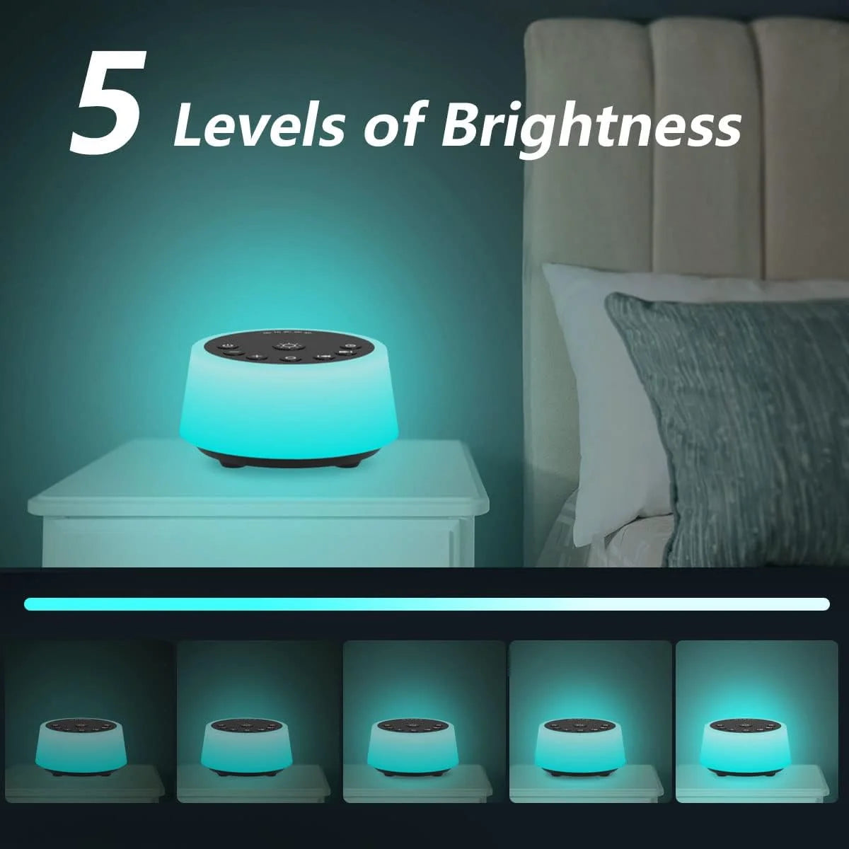 White Noise Sound Machine with Night Light and 25 Sounds