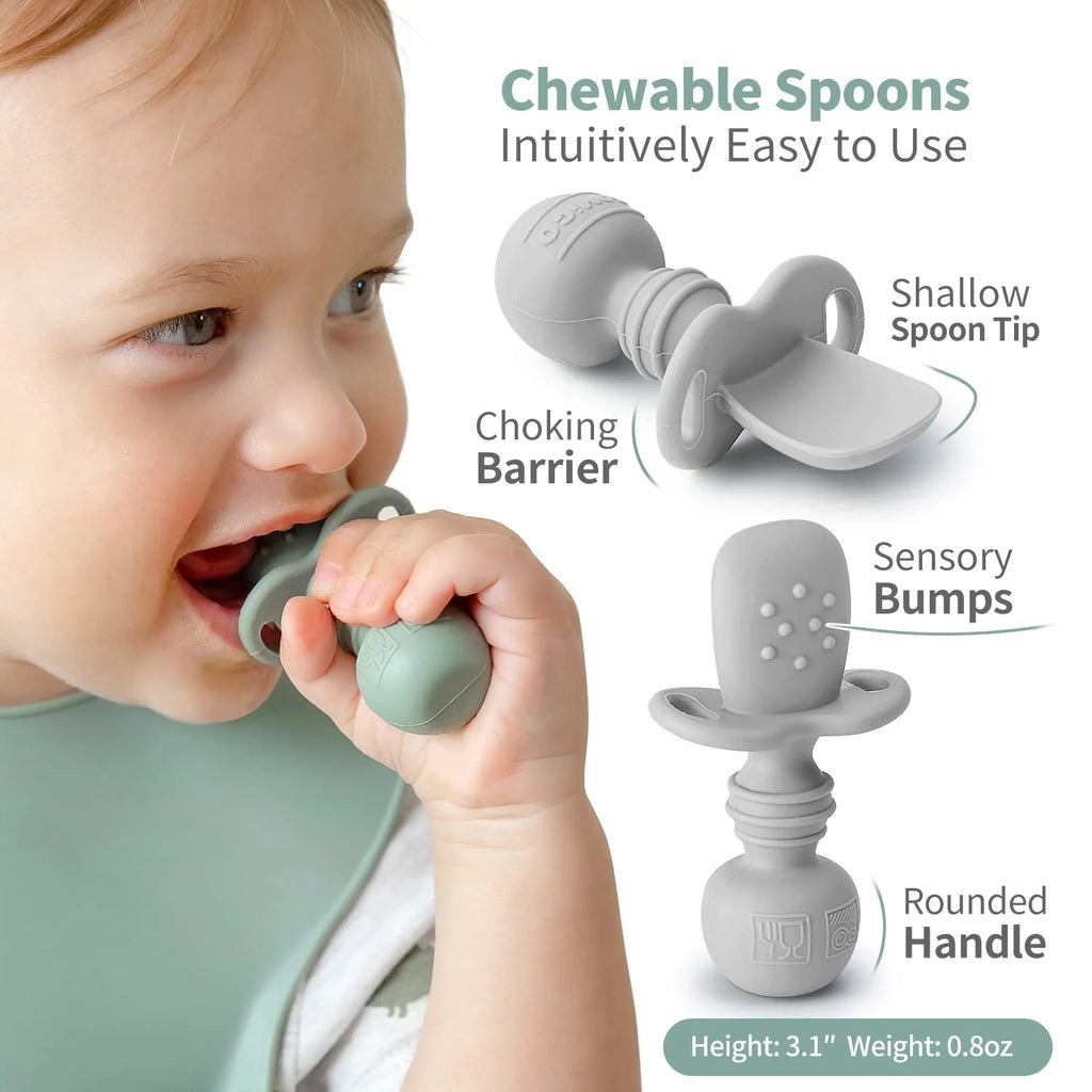 Silicone Self-Feeding Baby Spoons – Set of 3
