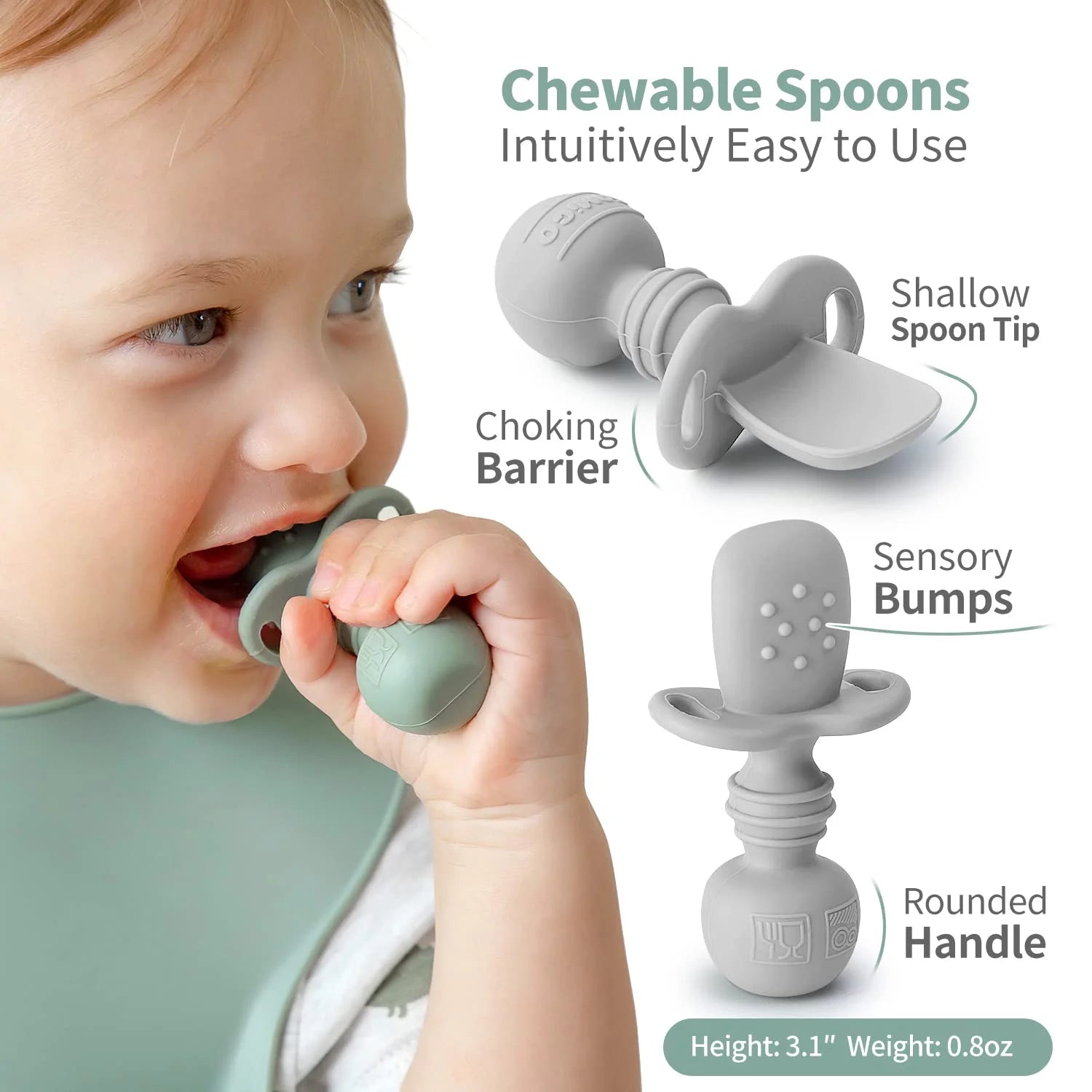 Silicone Self-Feeding Baby Spoons – Set of 3