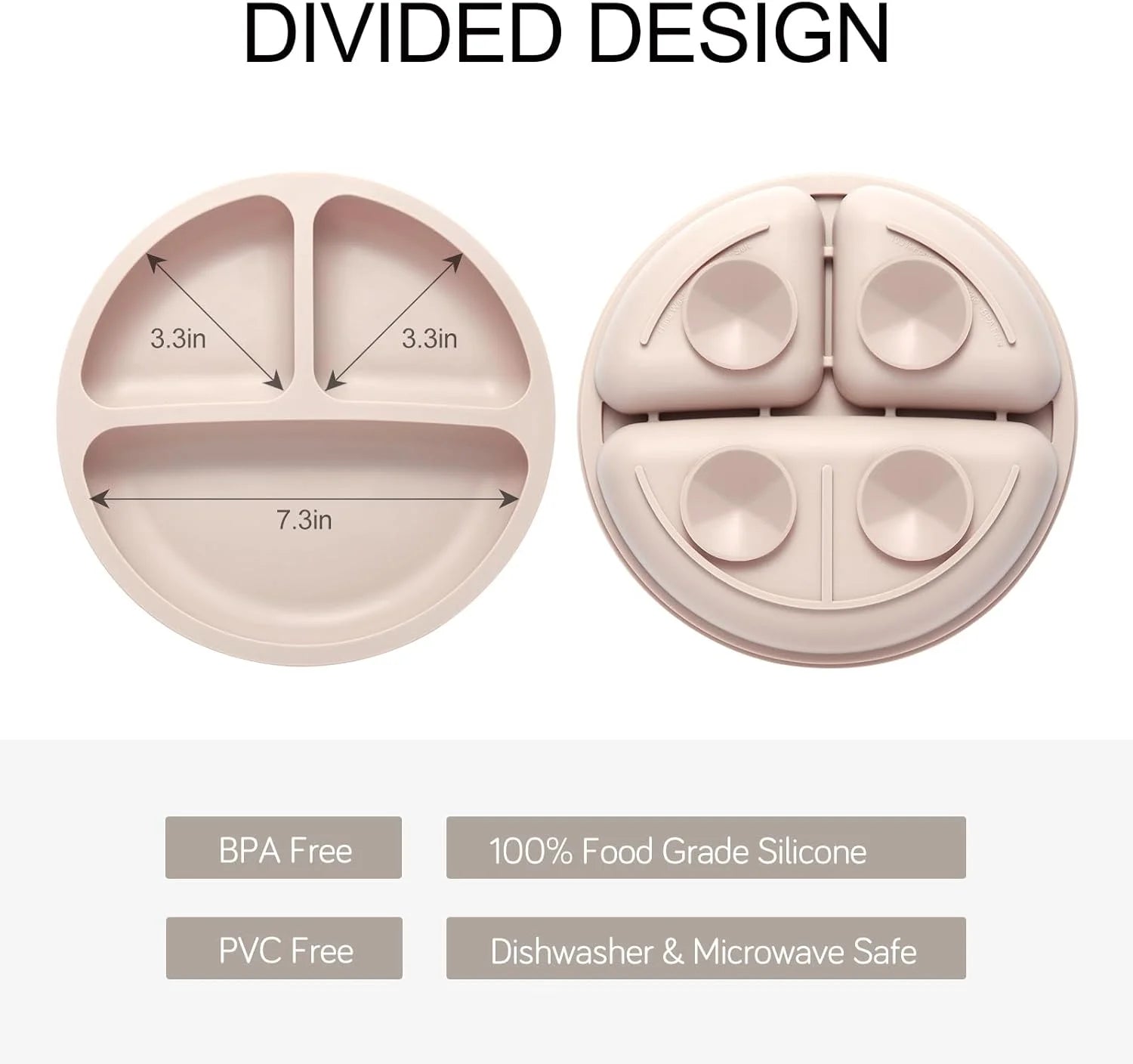 Divided Silicone Suction Plates – Set of 3