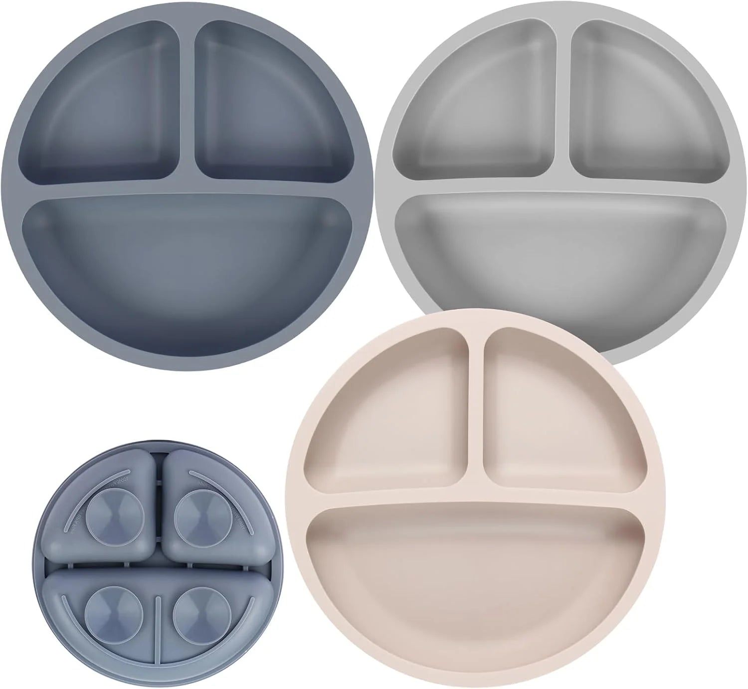 Divided Silicone Suction Plates – Set of 3
