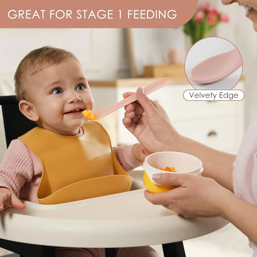 Soft-Tip Silicone Baby Feeding Spoons – Set of 6
