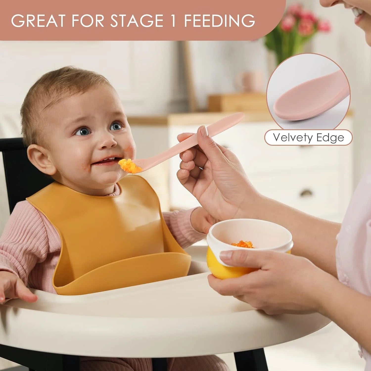 Soft-Tip Silicone Baby Feeding Spoons – Set of 6