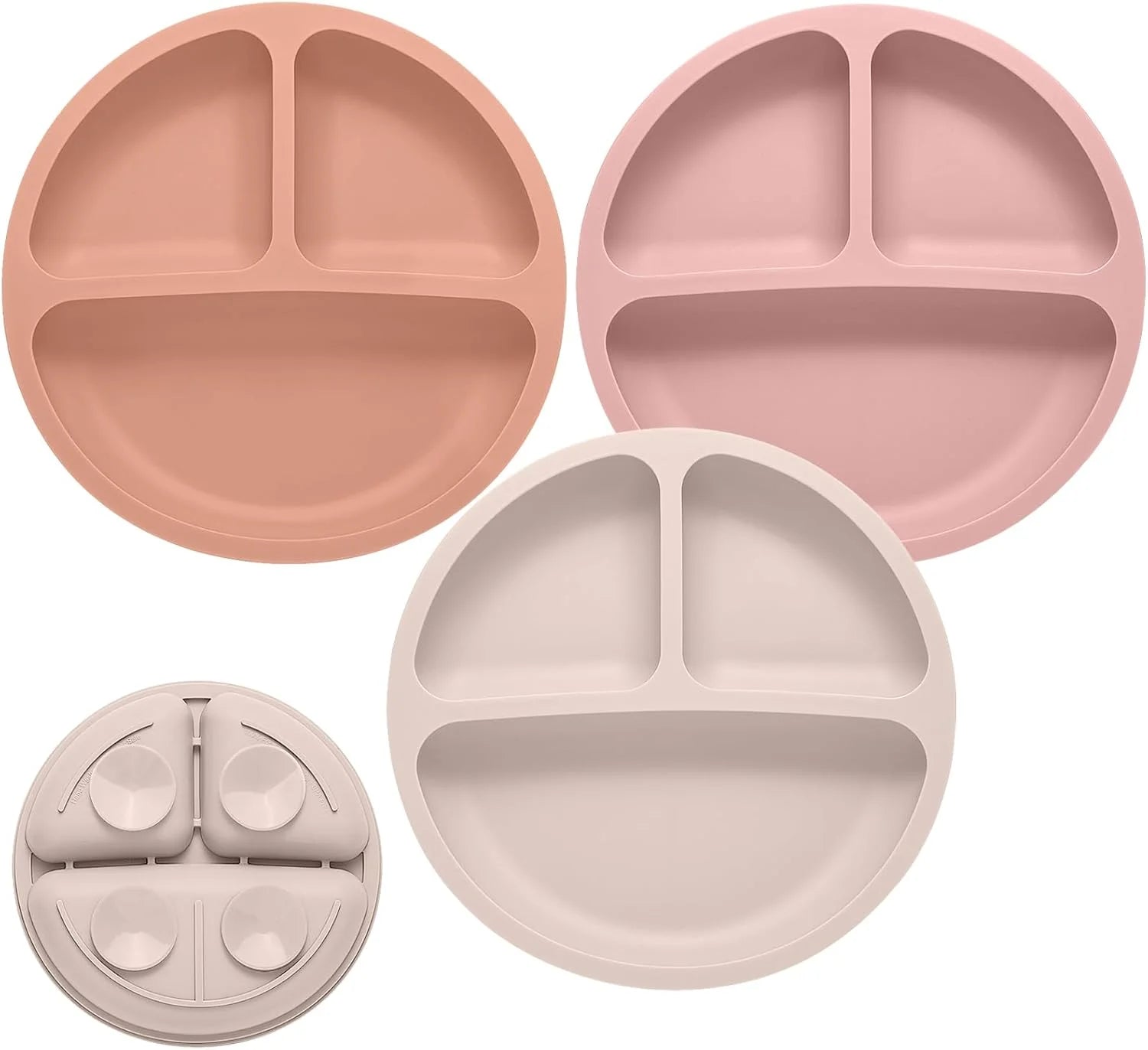 Divided Silicone Suction Plates – Set of 3