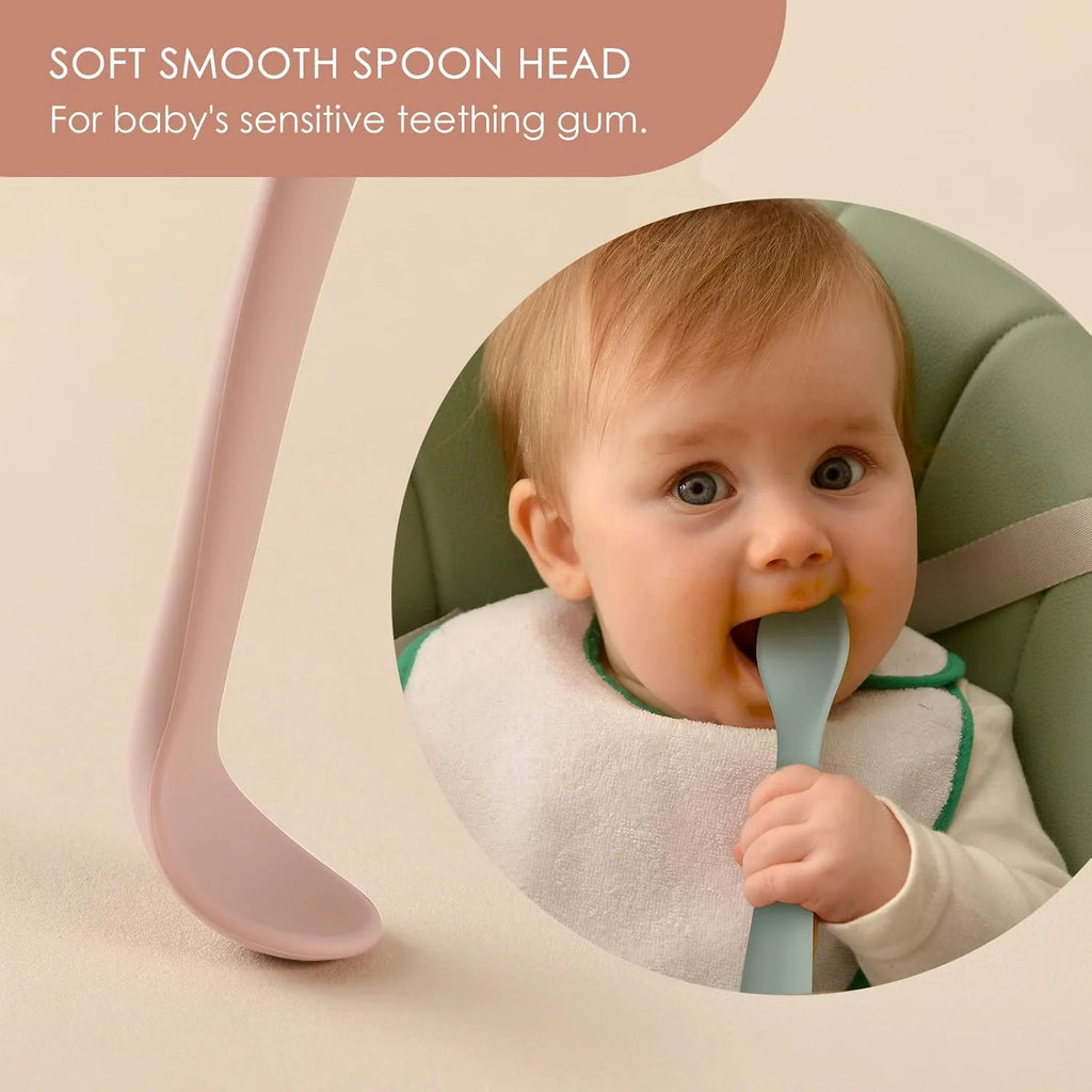 Soft-Tip Silicone Baby Feeding Spoons – Set of 6