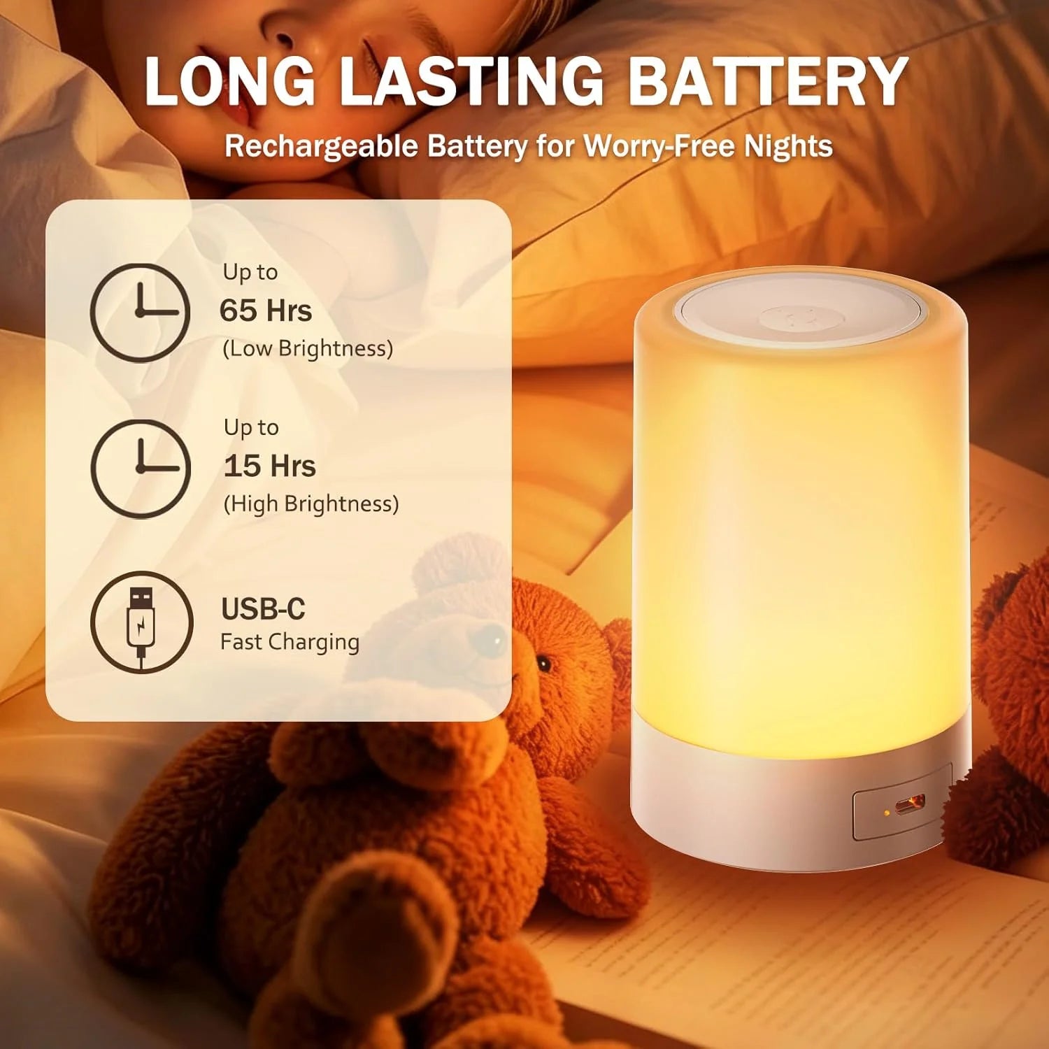 Rechargeable Touch Nursery Night Light with Brightness Memory