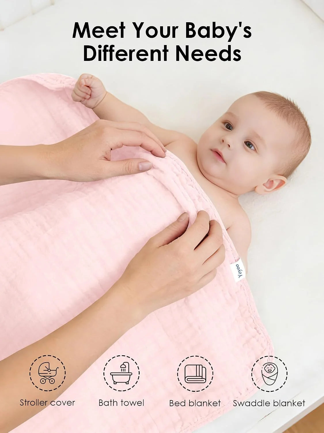 3-Pack Muslin Hooded Baby Bath Towels – 32 × 32 in