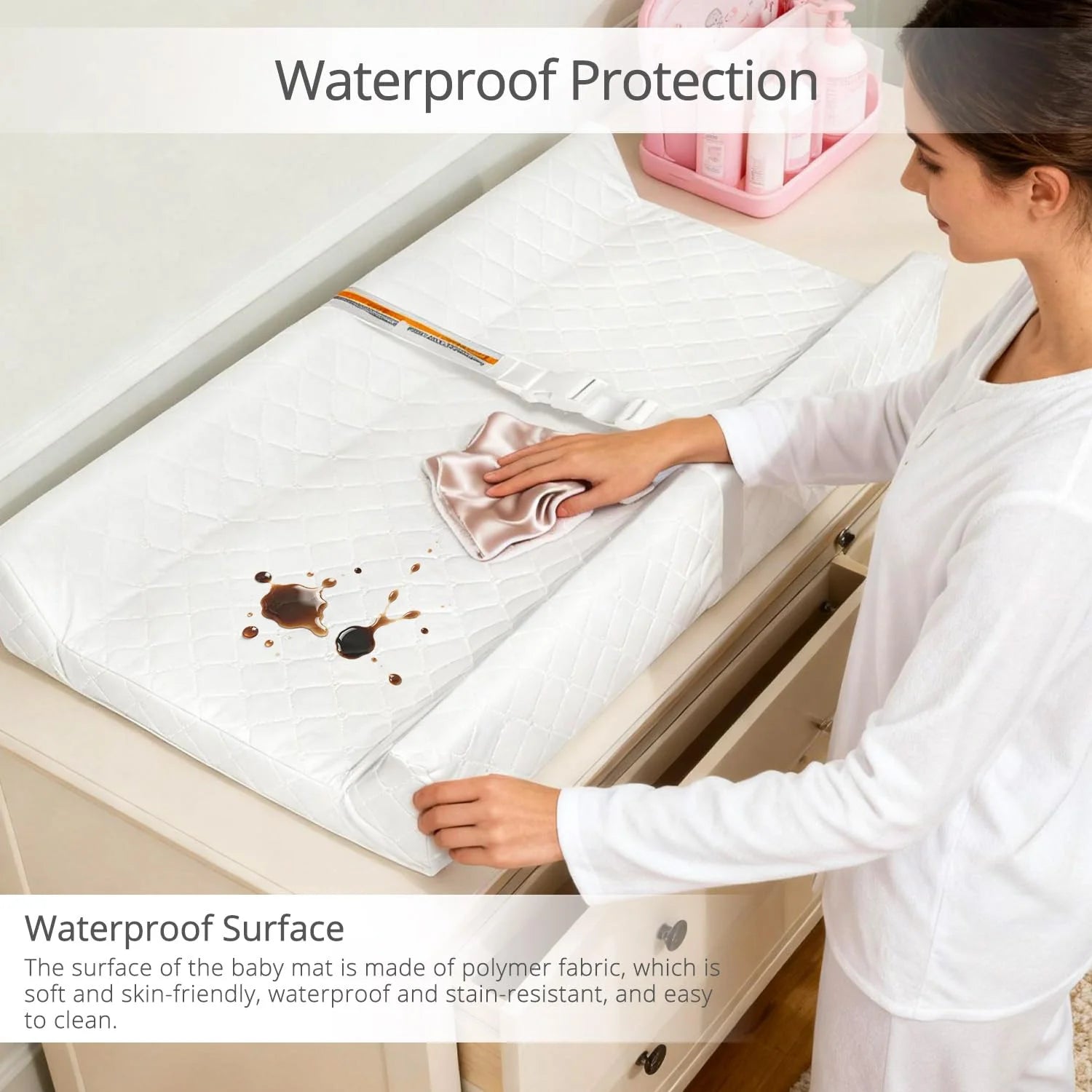 Waterproof Baby Changing Pad with Safety Strap
