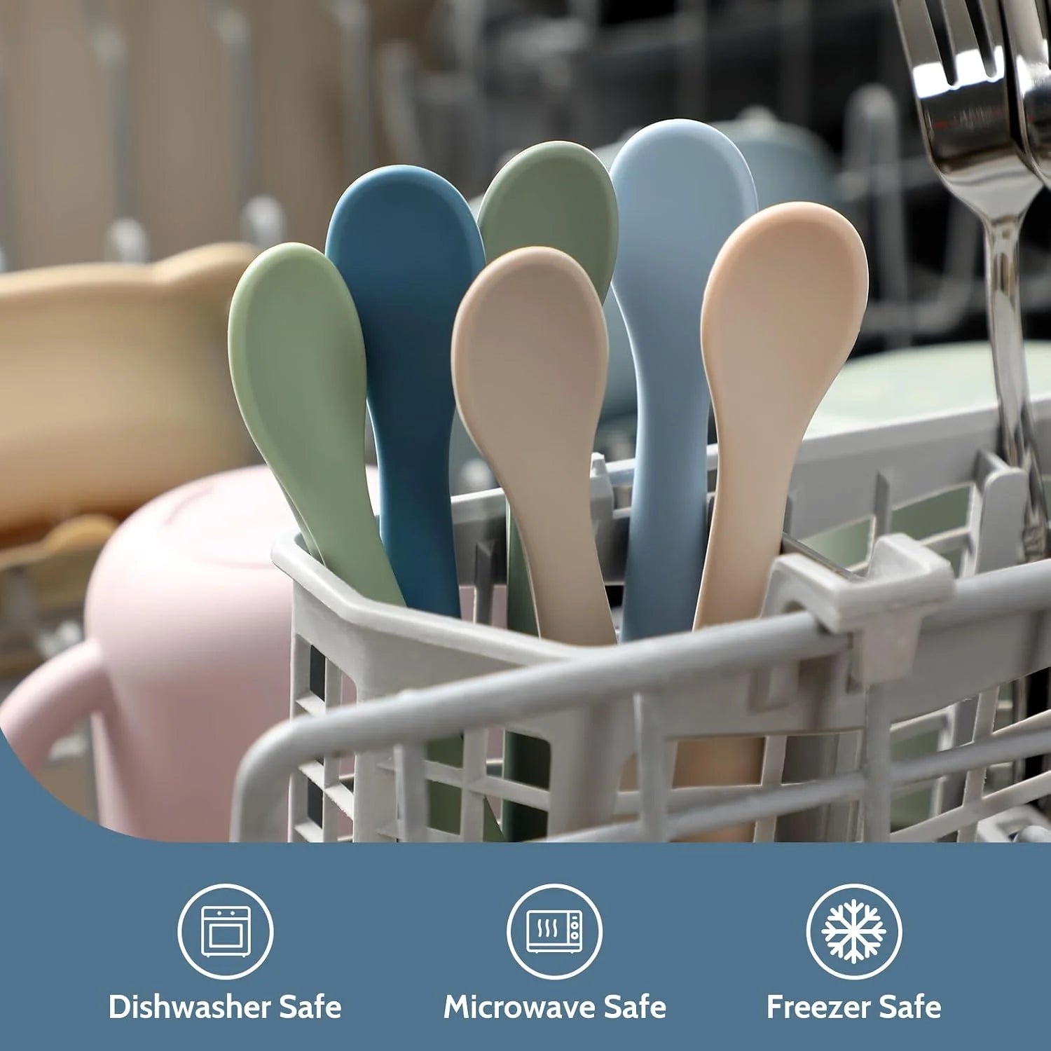 Soft-Tip Silicone Baby Feeding Spoons – Set of 6