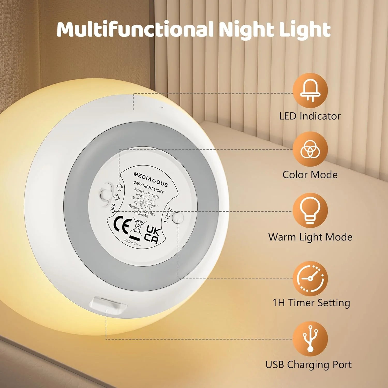 Rechargeable Touch Nursery Night Light with Timer
