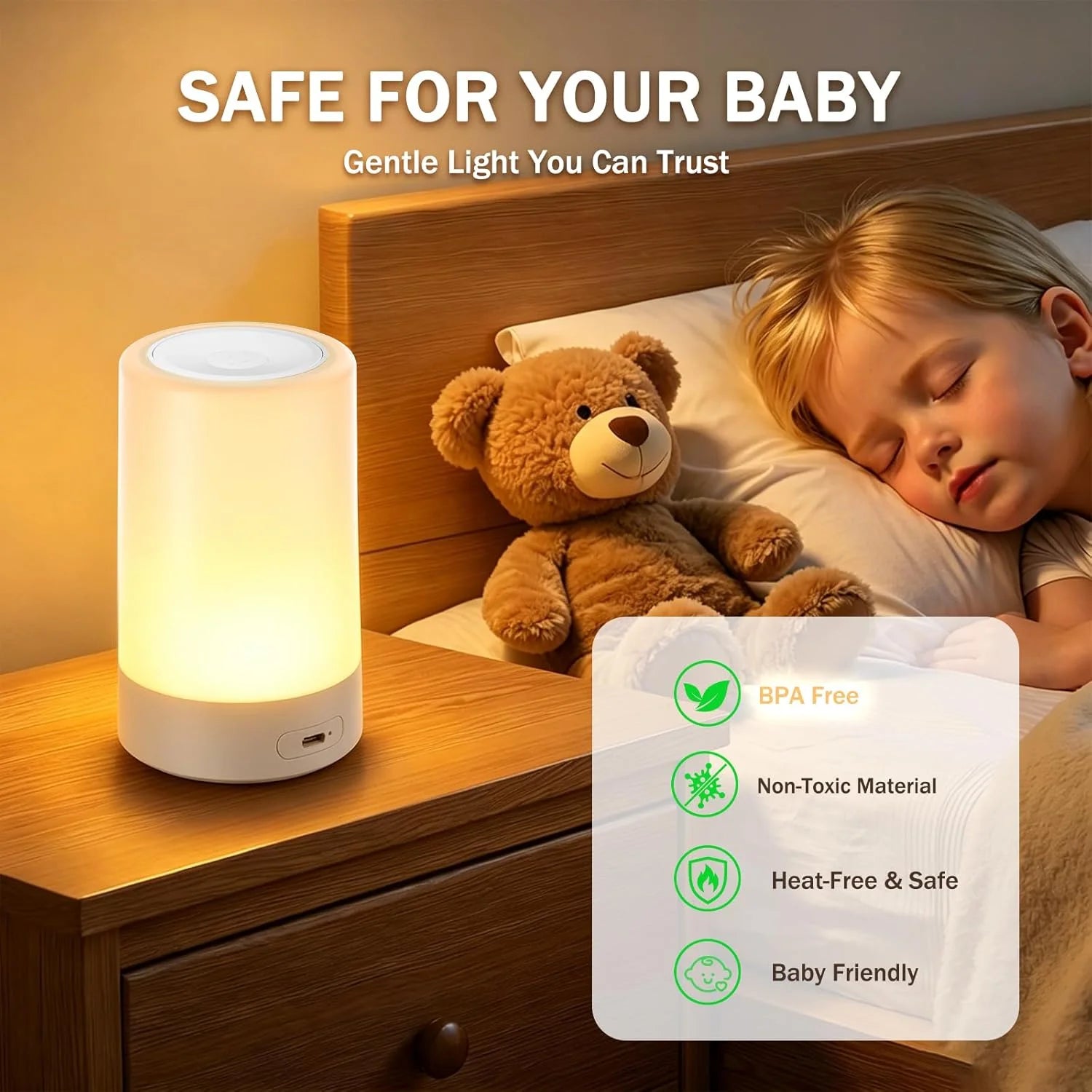 Rechargeable Touch Nursery Night Light with Brightness Memory