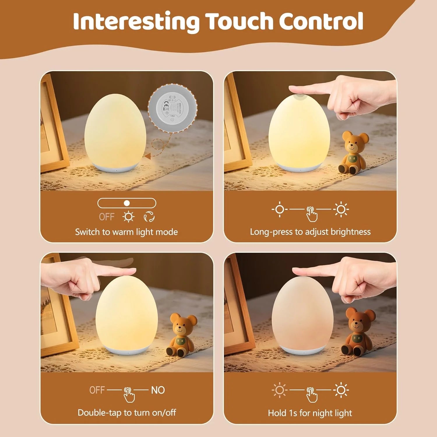 Rechargeable Touch Nursery Night Light with Timer