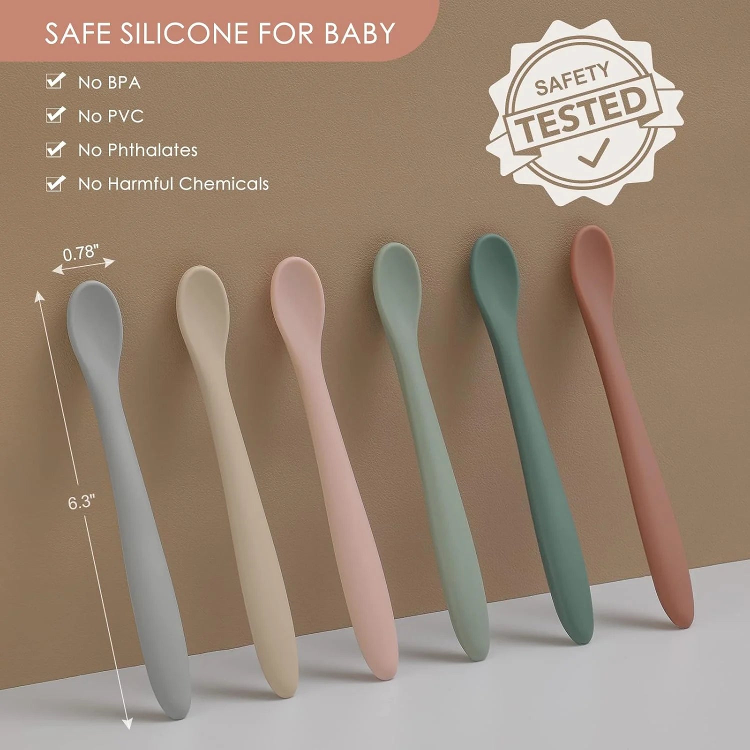 Soft-Tip Silicone Baby Feeding Spoons – Set of 6
