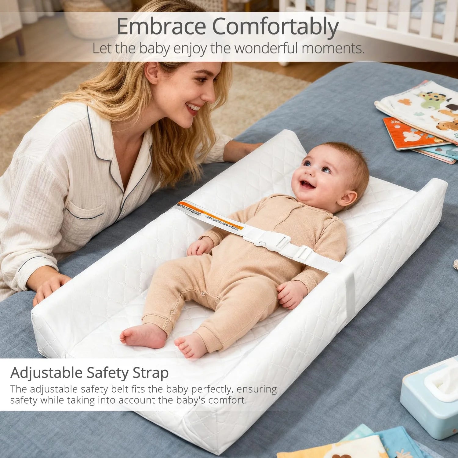 Waterproof Baby Changing Pad with Safety Strap