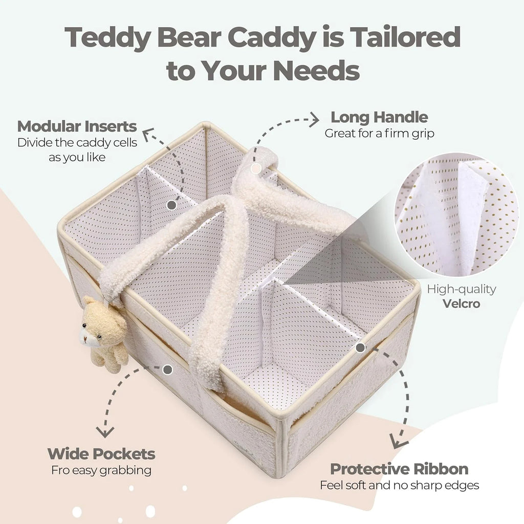 PeraBella Teddy Sherpa Baby Diaper Caddy Organizer