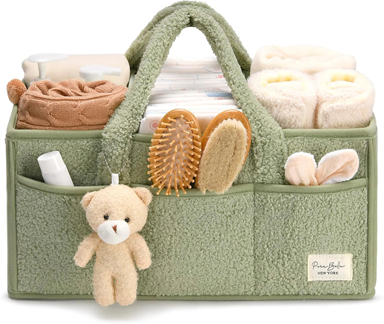 PeraBella Teddy Sherpa Baby Diaper Caddy Organizer