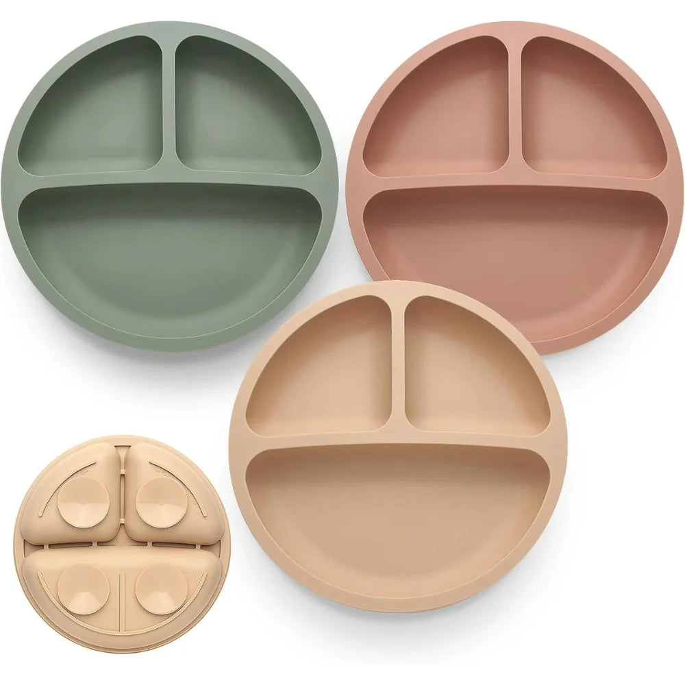 Divided Silicone Suction Plates – Set of 3