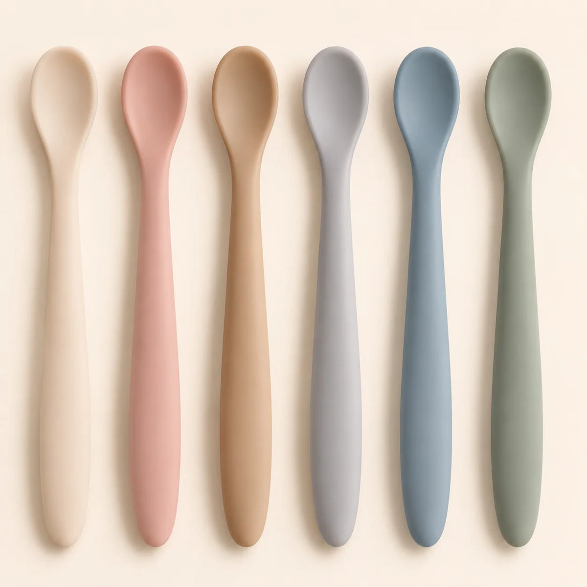 Soft-Tip Silicone Baby Feeding Spoons – Set of 6