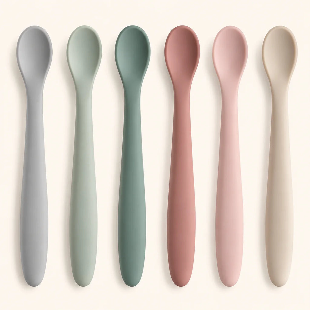 Soft-Tip Silicone Baby Feeding Spoons – Set of 6