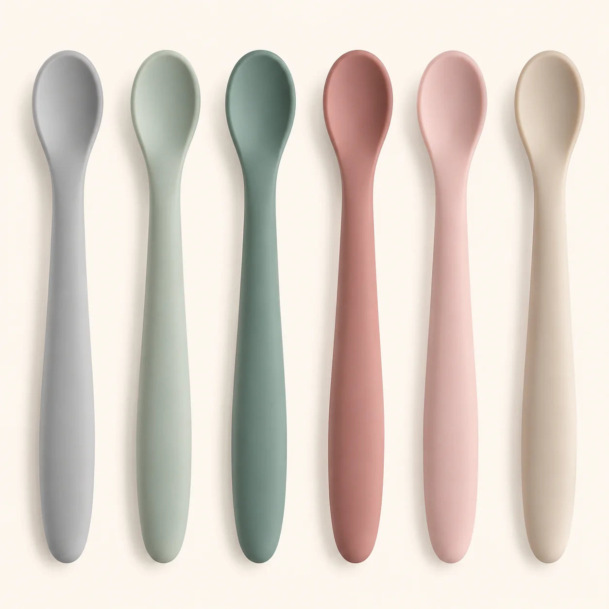 Soft-Tip Silicone Baby Feeding Spoons – Set of 6