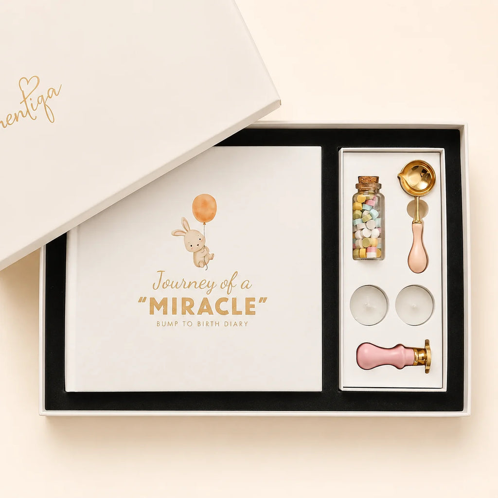 Pregnancy Journal Gift Set – Keepsake Box, Wax Seal Kit and Footprint Kit
