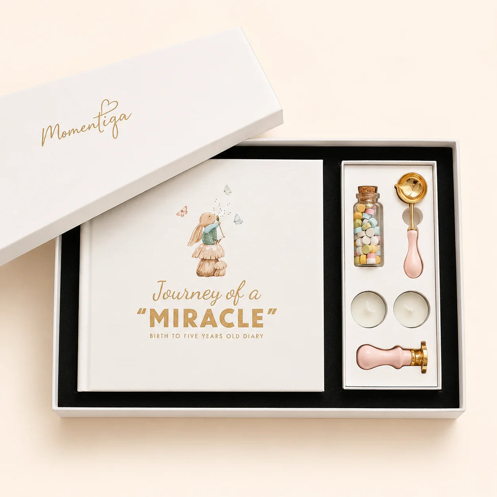 Baby Memory Book Gift Set – Birth to Age 5 Journal with Keepsake Box and Footprint Kit