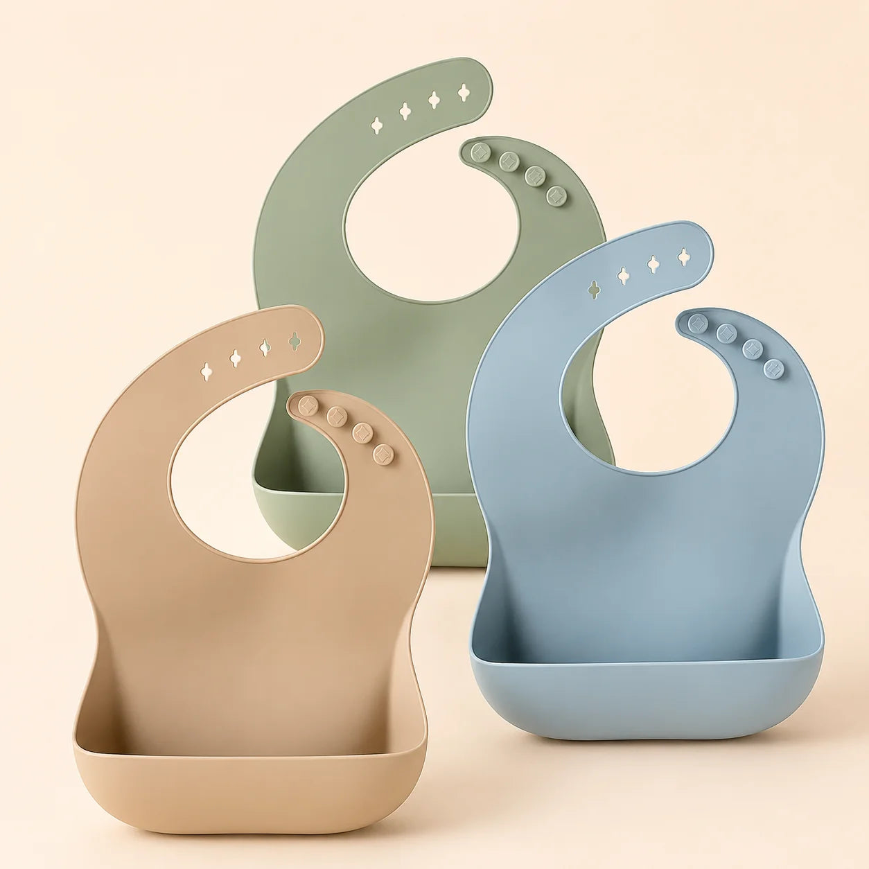 Adjustable Silicone Baby Bibs with Food Catcher – Set of 3