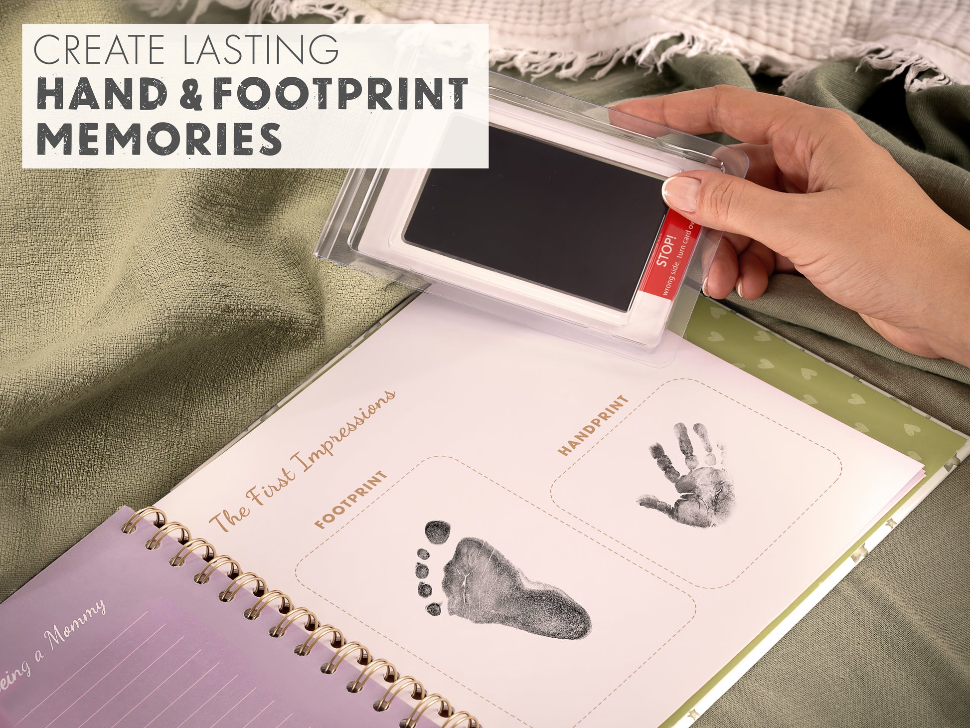 Baby Memory Book Gift Set – Birth to Age 5 Scrapbook with Keepsake Box & Footprint Kit