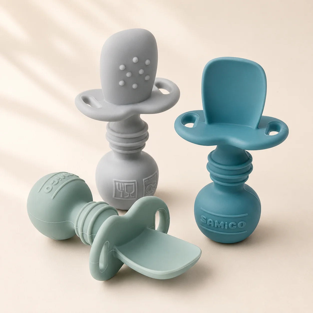 Silicone Self-Feeding Baby Spoons – Set of 3