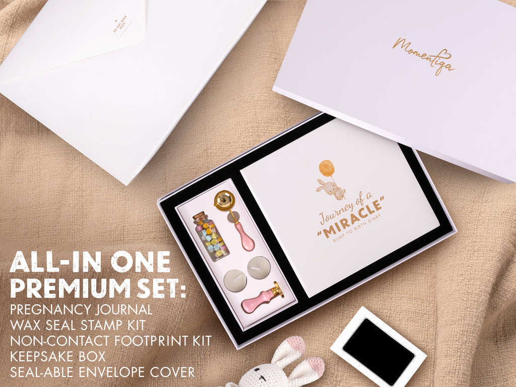 Pregnancy Memory Book Gift Set – Bump to Birth Journal with Keepsake Box & Footprint Kit