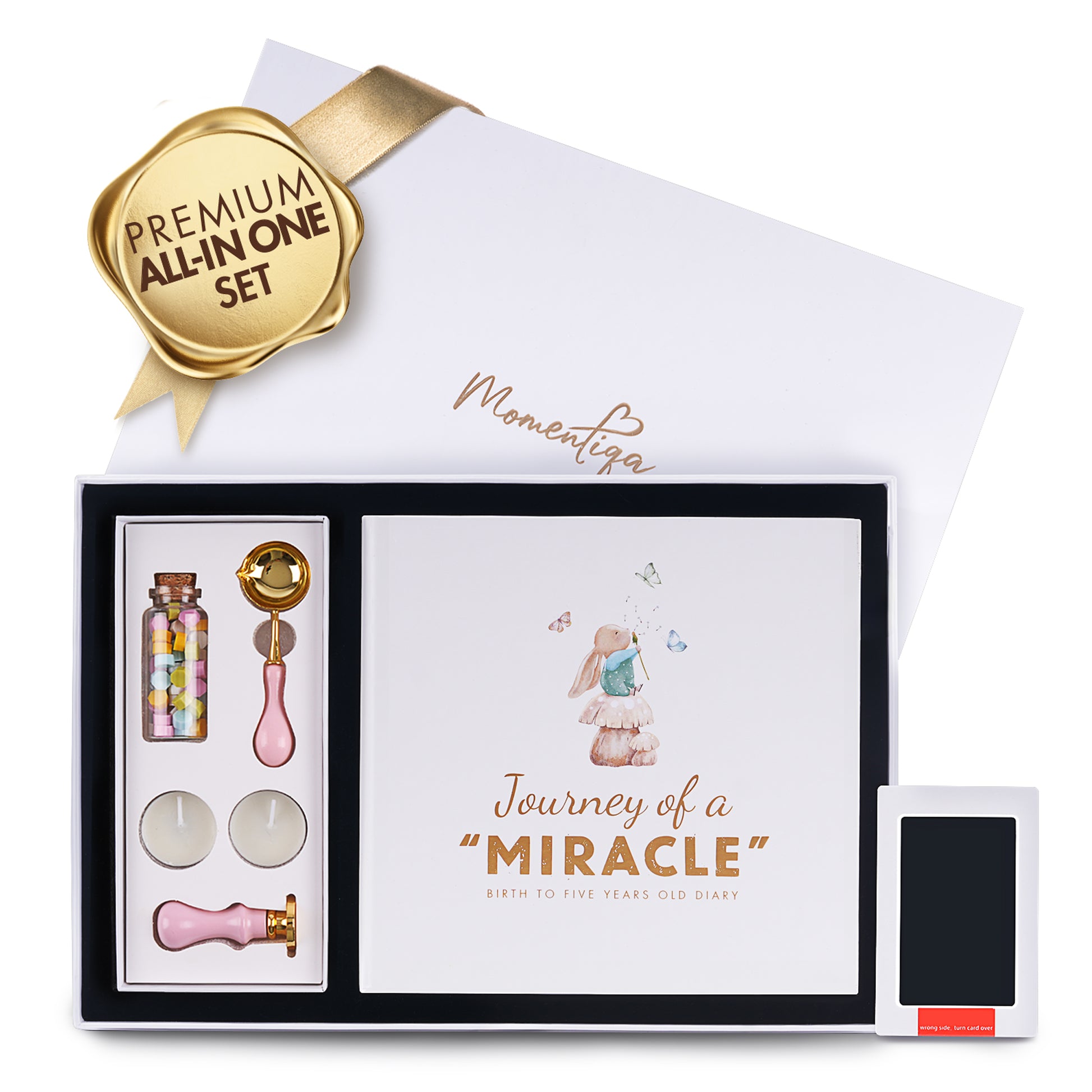 Baby Memory Book Gift Set – Birth to Age 5 Scrapbook with Keepsake Box & Footprint Kit