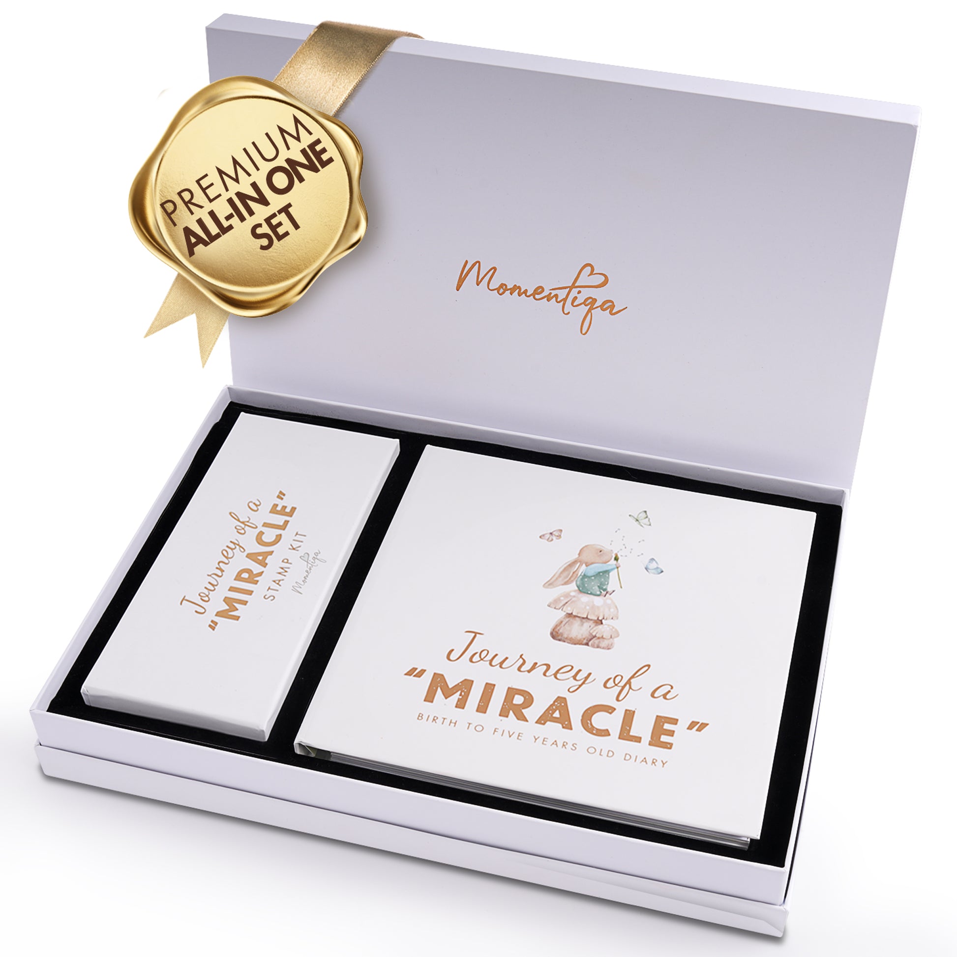 Baby Memory Book Gift Set – Birth to Age 5 Scrapbook with Keepsake Box & Footprint Kit
