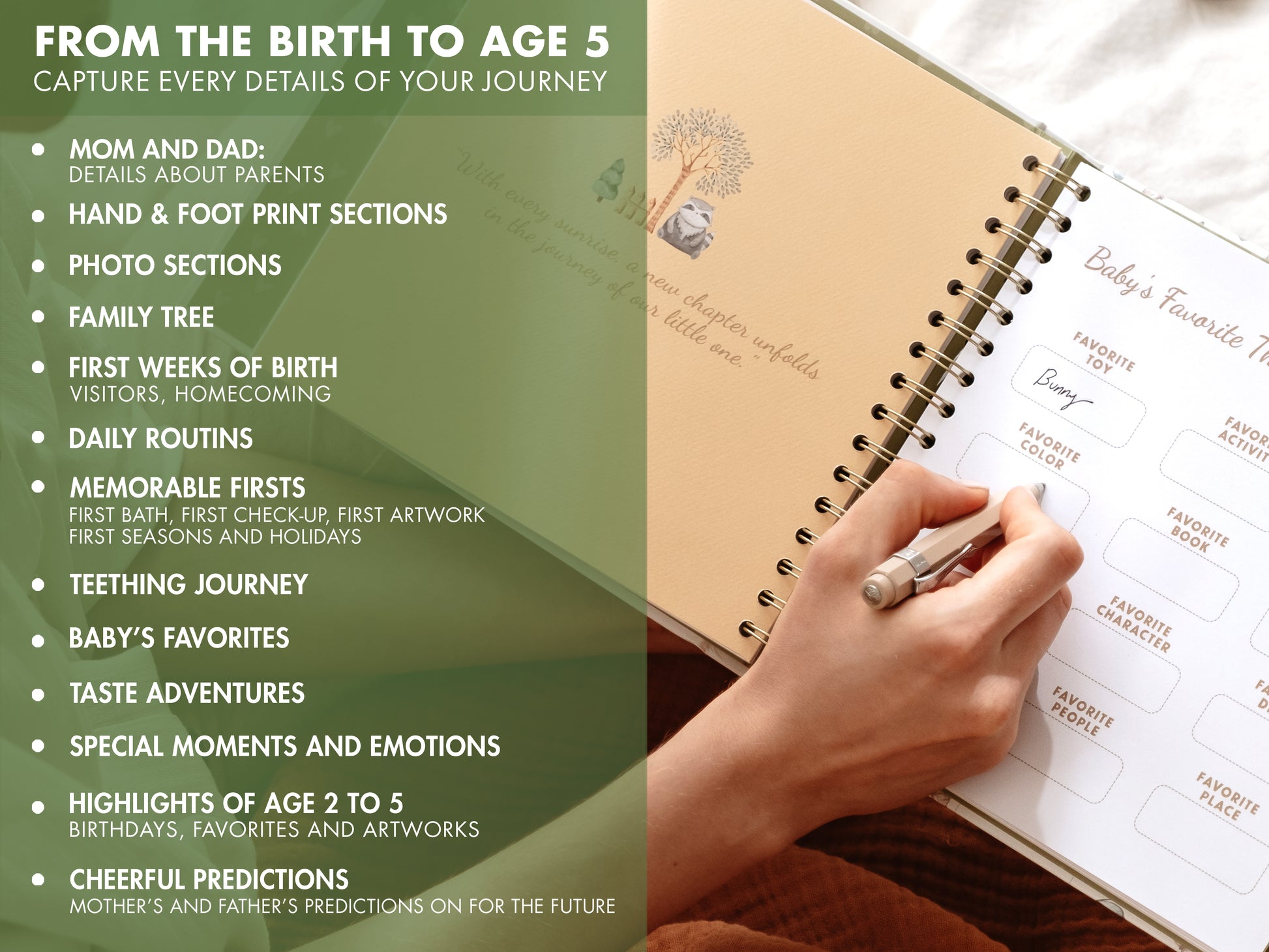 baby memory journal for first five years with photo pages and keepsake box