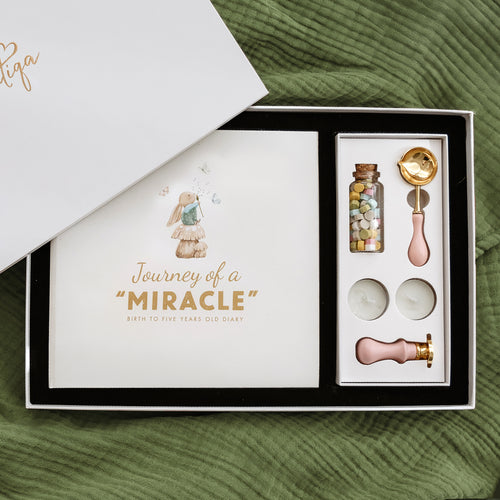 Momentiqa baby memory book gift set birth to age 5 with keepsake box and footprint kit