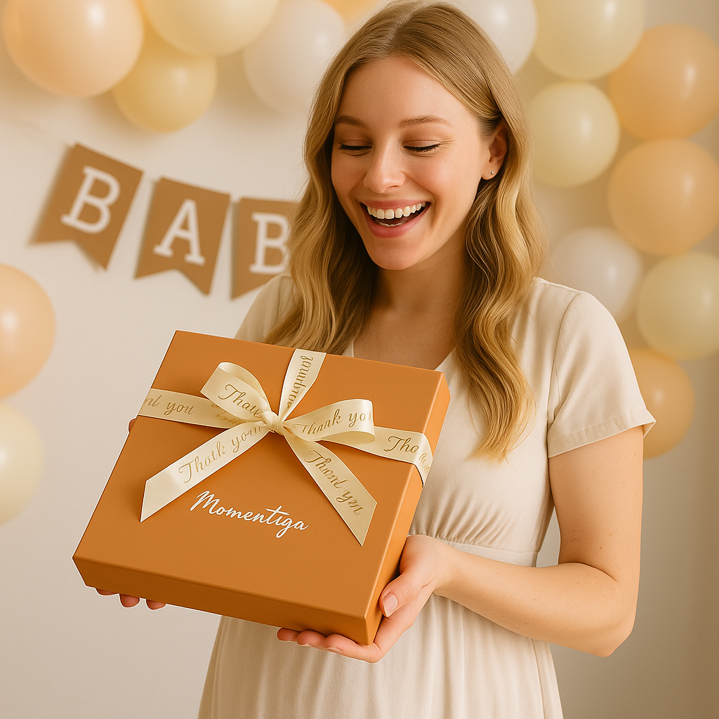 pregnancy gift set with memory journal footprint kit and ribbon keepsake box