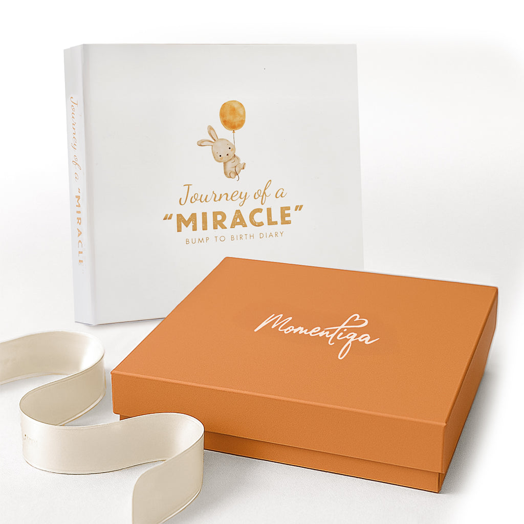 pregnancy journal for moms with keepsake box ribbon and baby footprint kit included