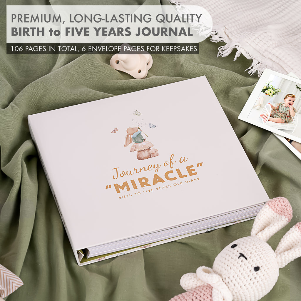 baby memory book set with keepsake box and footprint kit for first 5 years milestones
