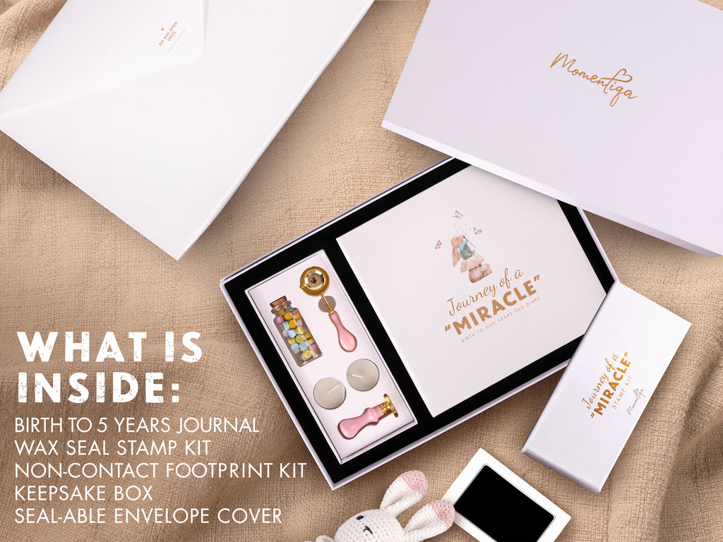 baby scrapbook album for first 5 years with keepsake storage box and footprint kit