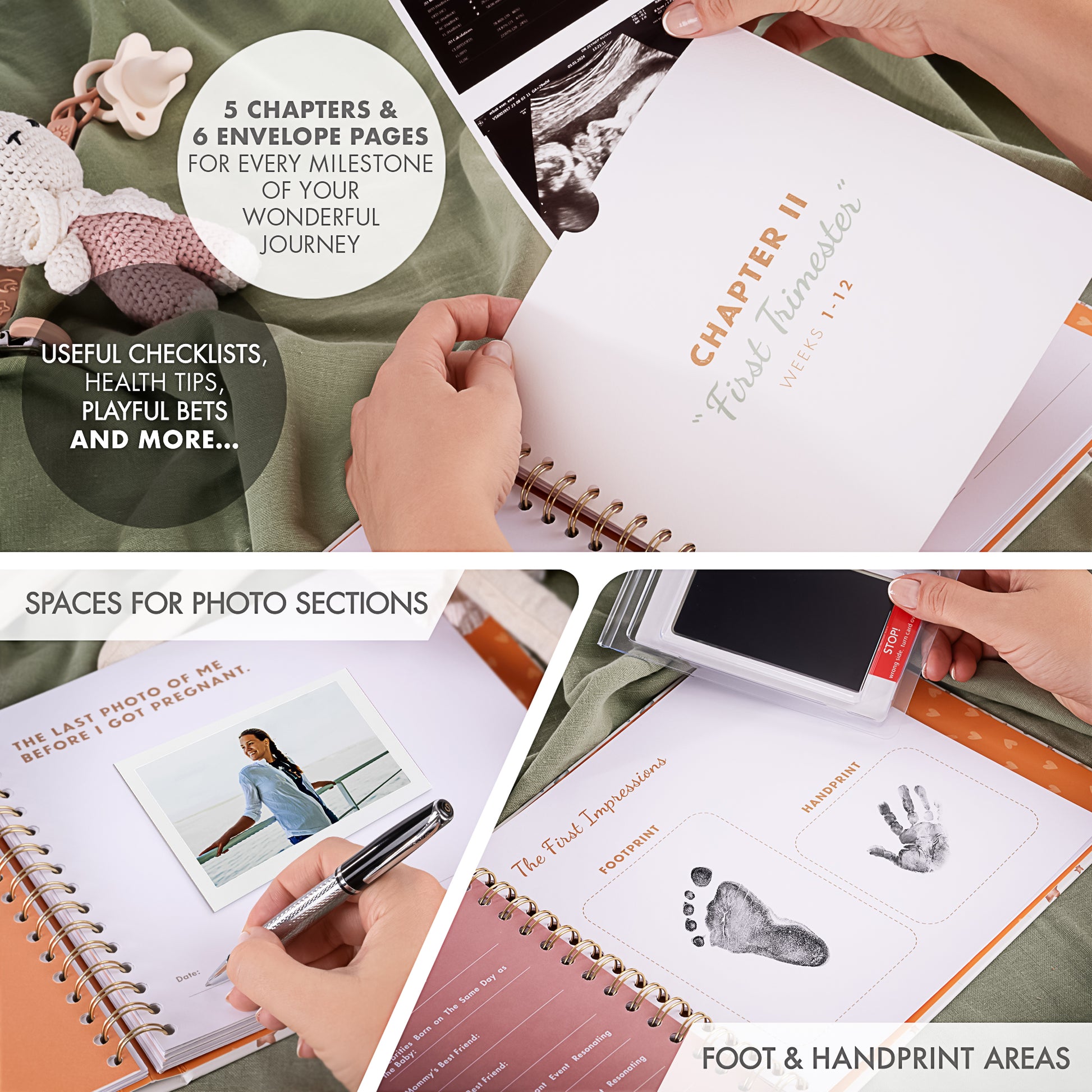 Pregnancy Memory Book Gift Set – Bump to Birth Journal with Keepsake Box & Footprint Kit