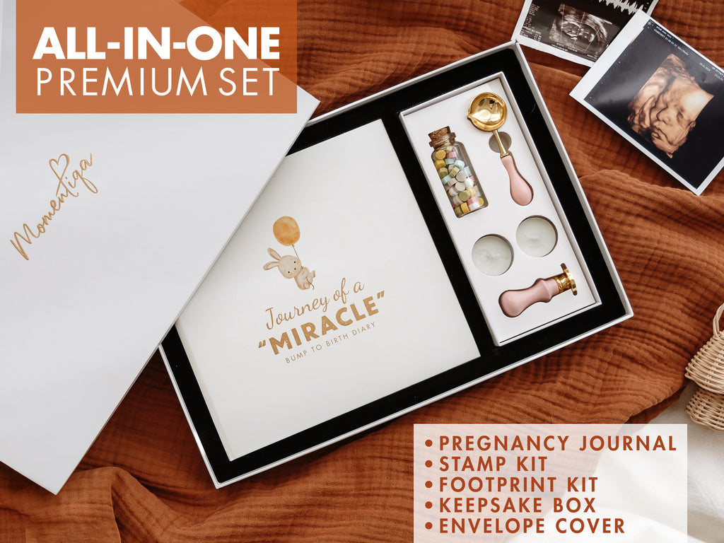 Pregnancy Memory Book Gift Set – Bump to Birth Journal with Keepsake Box & Footprint Kit