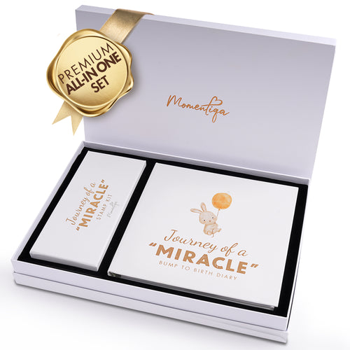 Pregnancy Memory Book Gift Set – Bump to Birth Journal with Keepsake Box & Footprint Kit