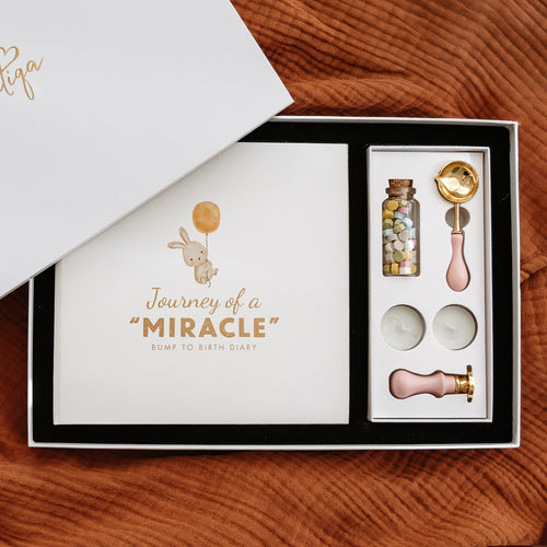 Momentiqa pregnancy memory book gift set with keepsake box wax seal and footprint kit