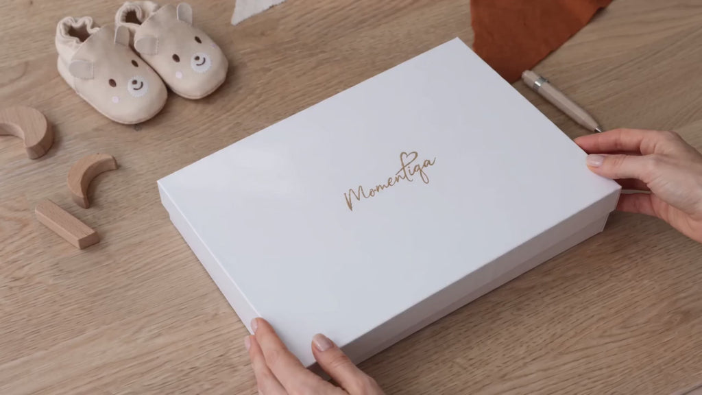 Baby Memory Book Gift Set – Birth to Age 5 Journal with Keepsake Box and Footprint Kit